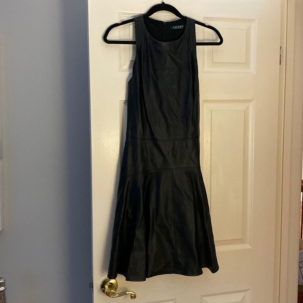 Black Faux Leather Lauren by Ralph Lauren Dress never worn